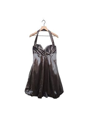 JLM NWT Couture Silver Sweetheart Halter Neck Bubble Hem Formal Dress Sz 12